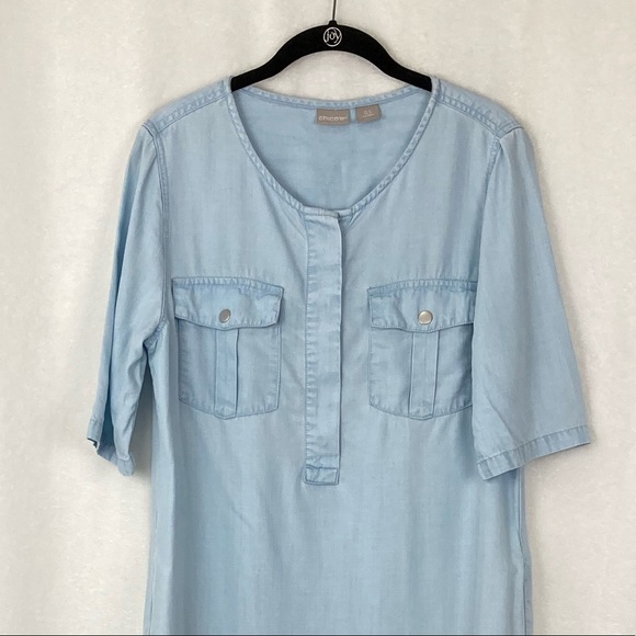 Chico's | Dresses | Chicos Womens Denim Tencel Midi Shirt Dress 5 | Poshmark
